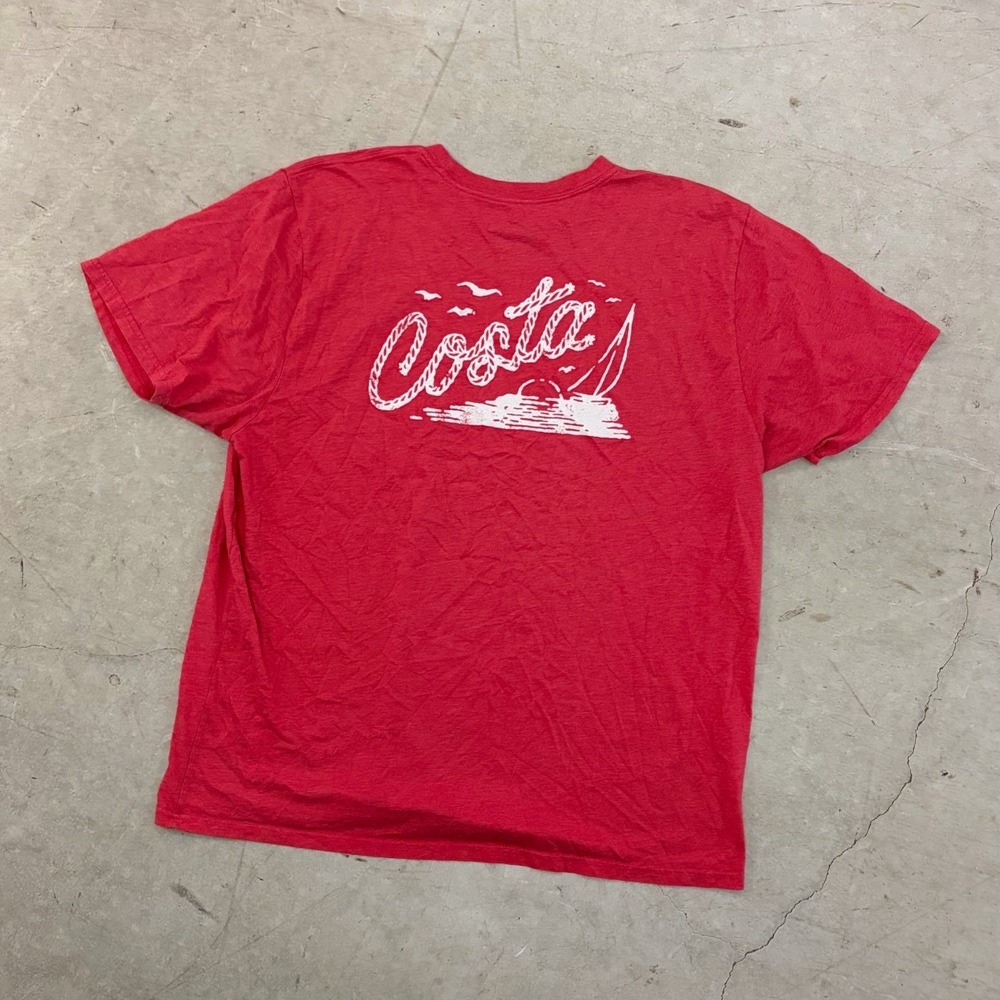 Costa‎ Del Mar Mens Red Graphic T-Shirt Sailboat Rope Logo Short Sleeve XL